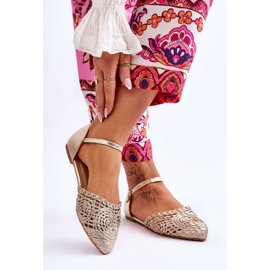 FM1 Elegantne ženske sandale ravne zlatne boje Sheia zlatni 2