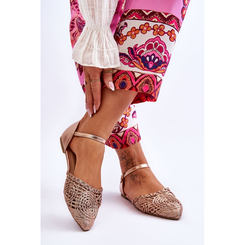 FM1 Elegantne ženske sandale ravne boje ružičastog zlata Sheia zlatni 2