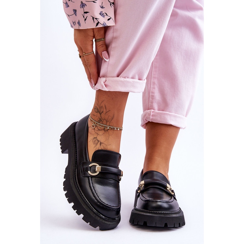 Ženske mokasine na masivnoj platformi Black Calypso crna 1