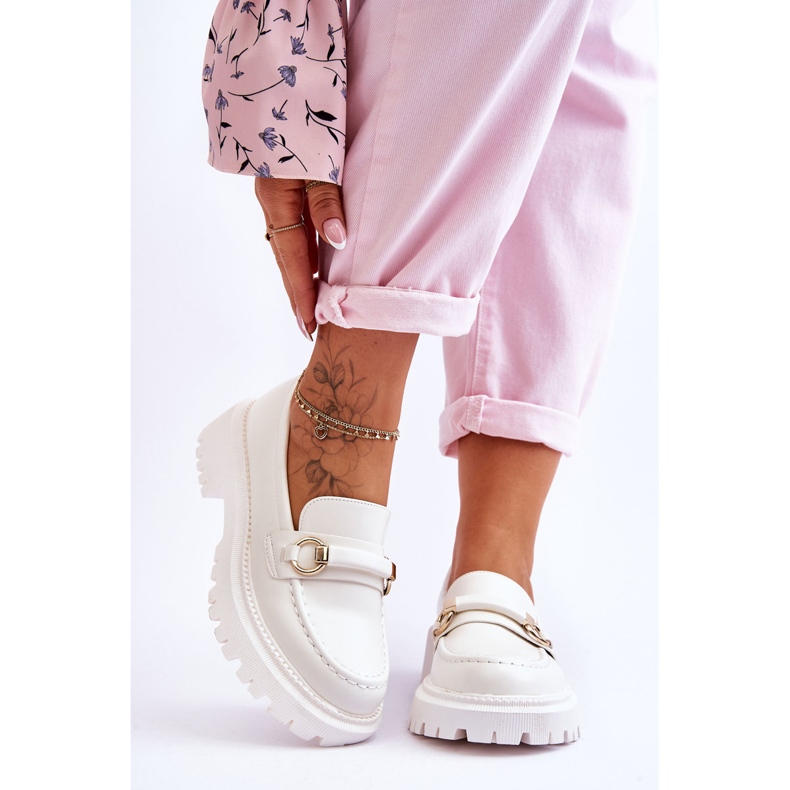 FG1 Ženske mokasine na masivnoj platformi Bijeli Calypso bijela 1