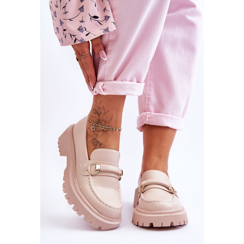 FG1 Ženske mokasine na masivnoj platformi Bež Calypso 1