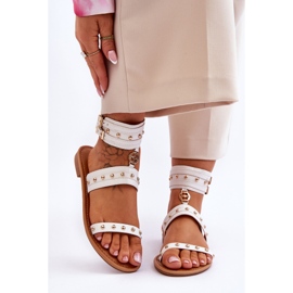 FI1 Unikatne ženske sandale s bijelim Selina nitnama bijela 1