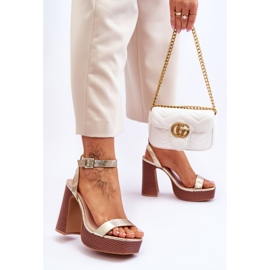 Kožne sandale na masivnoj zlatnoj Marina platformi zlatna 2