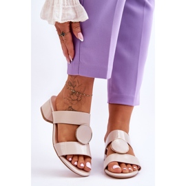 Elegantne Sergio Leone papuče na visoku petu KL310 Bež 1