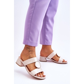 Elegantne Sergio Leone papuče na visoku petu KL310 Bež 2