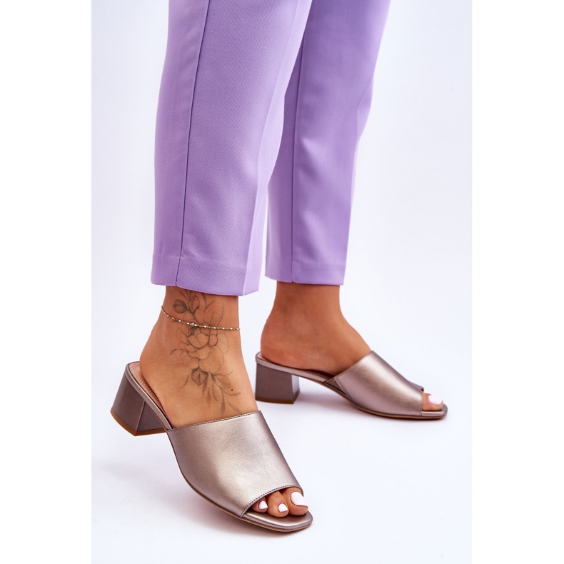 Elegantne glatke papuče Sergio Leone KL317 tamno srebrne smeđa 2