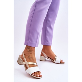 Sergio Leone kožne sandale na visoku petu SK826 bijele i zlatne bijela 2