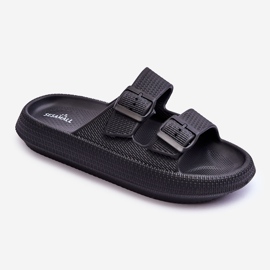 Ženske pjenaste papuče s prugama crne Sharmen crna 1