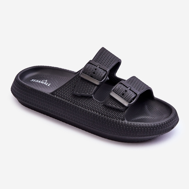 Ženske pjenaste papuče s prugama crne Sharmen crno 1