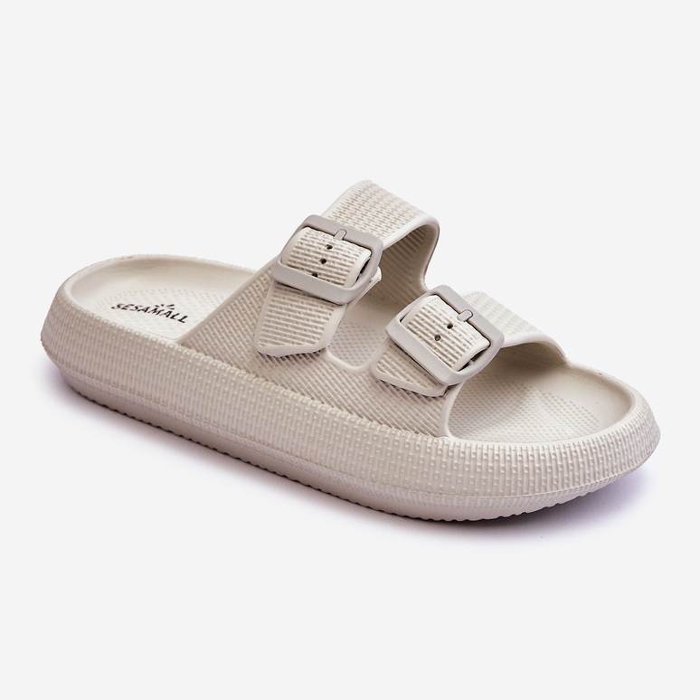 Ženske pjenaste papuče s prugama svijetlo sive šarmenke siva 1