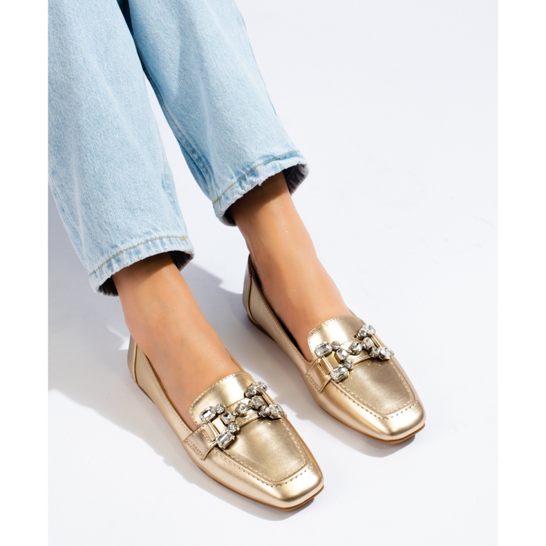 Ženske zlatne mokasinke sa Shelovet ukrasom zlatna 1