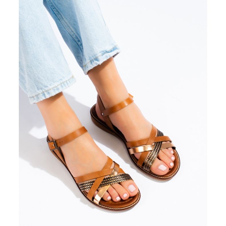 Ženske smeđe kožne sandale W. Potocki smeđa 2