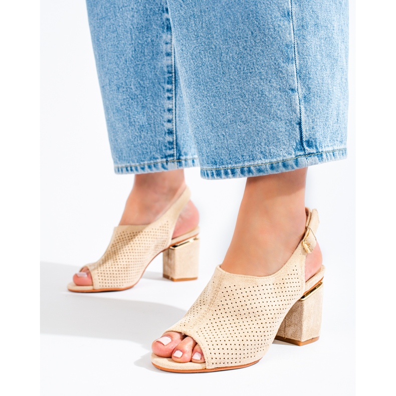 Vinceza Bež sandale s visokom petom od brušene kože iz Vinceze 2