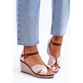 PS1 Ženske sandale na pleteni klin Bež Judith 1