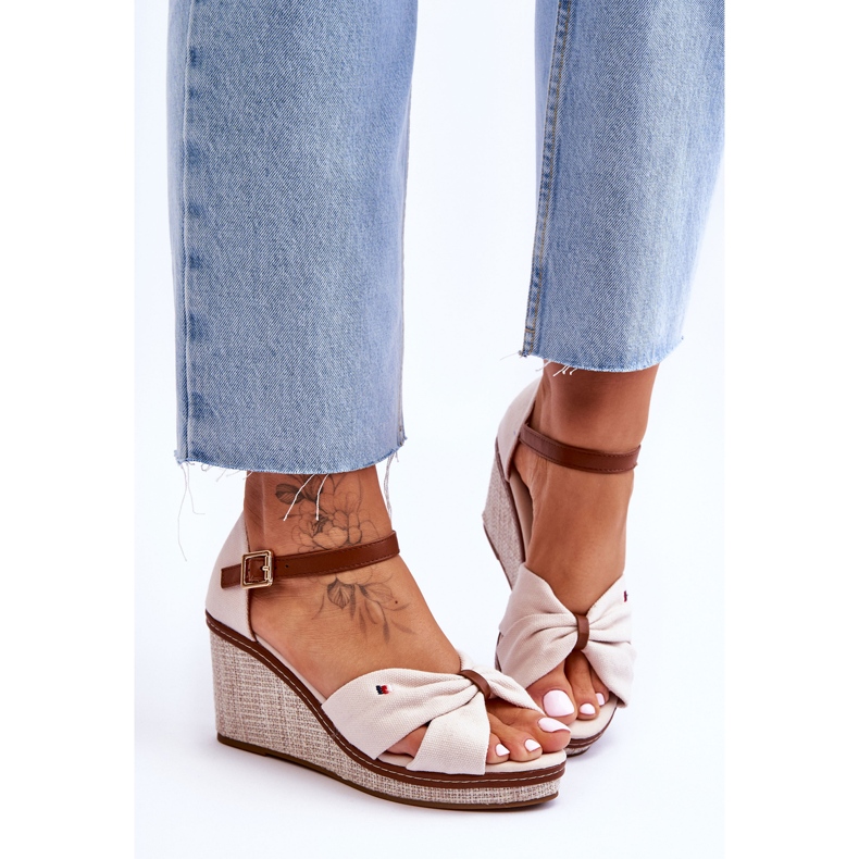 PS1 Ženske sandale na pleteni klin Bež Judith 1