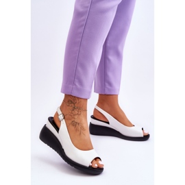 Ženske sandale na klin Sergio Leone SK853 Bijele bijela 2