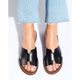 W. Potocki Ženske crne kožne papuče Potocki crna 1