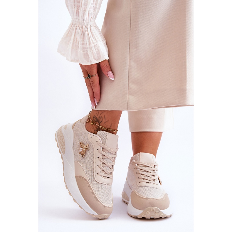 PS1 Sjajne sportske cipele s bež Seneca ukrasom 1