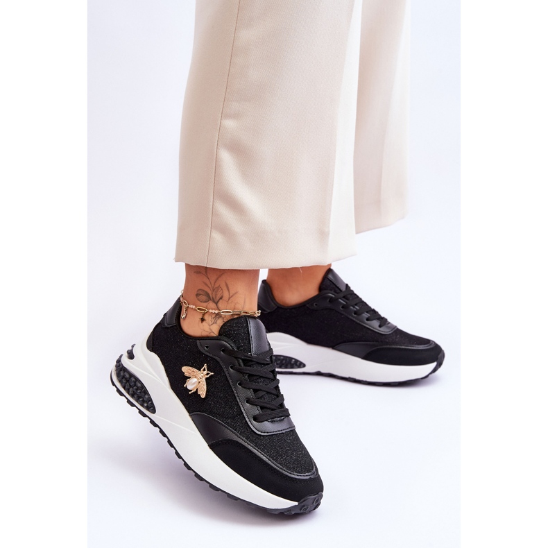 PS1 Sjajne sportske cipele s crnim Seneca ukrasom crna 2