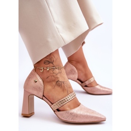 Kožne cipele s remenom Maciejka 05950-33 Pink ružičasta 7
