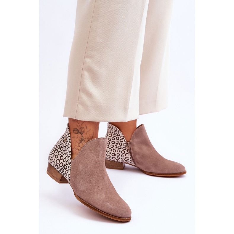 Maciejka kožne čizme s mrljama 04091-55 tamno bež 1