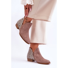 Maciejka kožne čizme s mrljama 04091-55 tamno bež 2