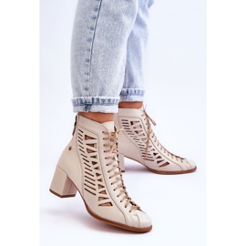 Kožne otvorene čizme Maciejka 05508-22 Svijetlo bež 2