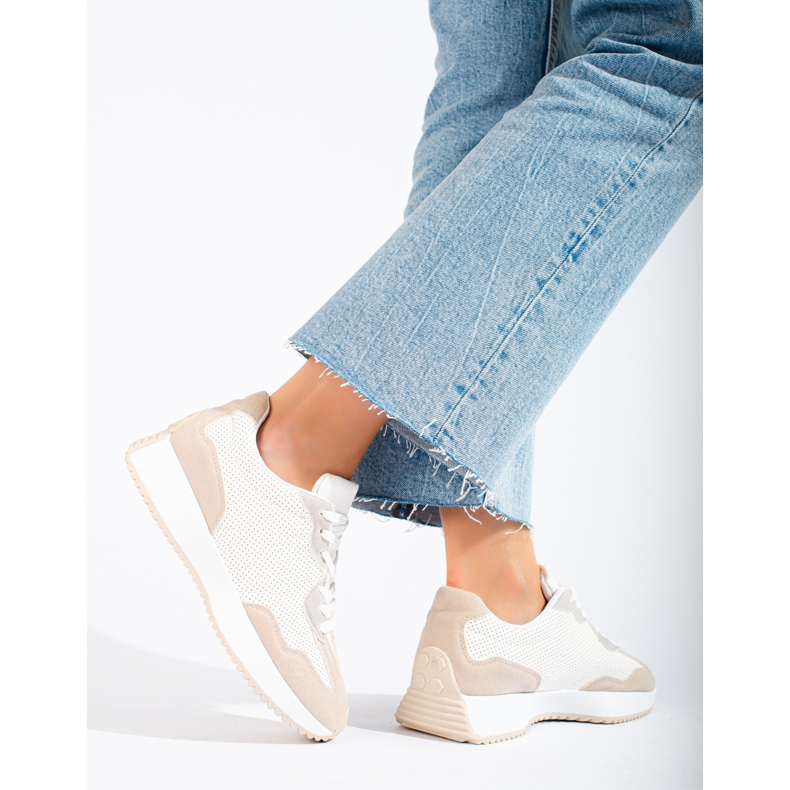 TRENDI Ležerne sportske cipele na platformi bež bijela siva 1
