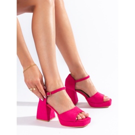 Vinceza ružičaste sandale s petom od brušene kože ružičasta 1