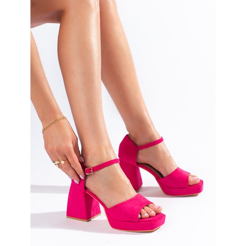 Vinceza ružičaste sandale s petom od brušene kože ružičasta 1