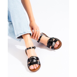 W. Potocki Ženske kožne sandale Potocki crne crna 2