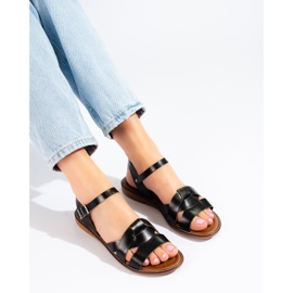 W. Potocki Ženske kožne sandale Potocki crne crna 1