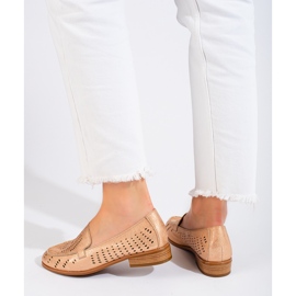 SHELOVET Ženske zlatne ažur cipele Potocki bež 2