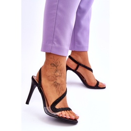 Ženski proklizavanje -u visokoj sandalama sa sjedištem sjajnih crnih crna 2