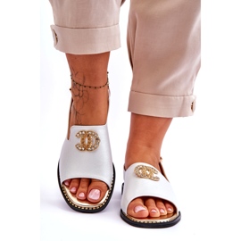 Ženske sandale s ukrasom S.Barski KV-2775-49 Srebro 4