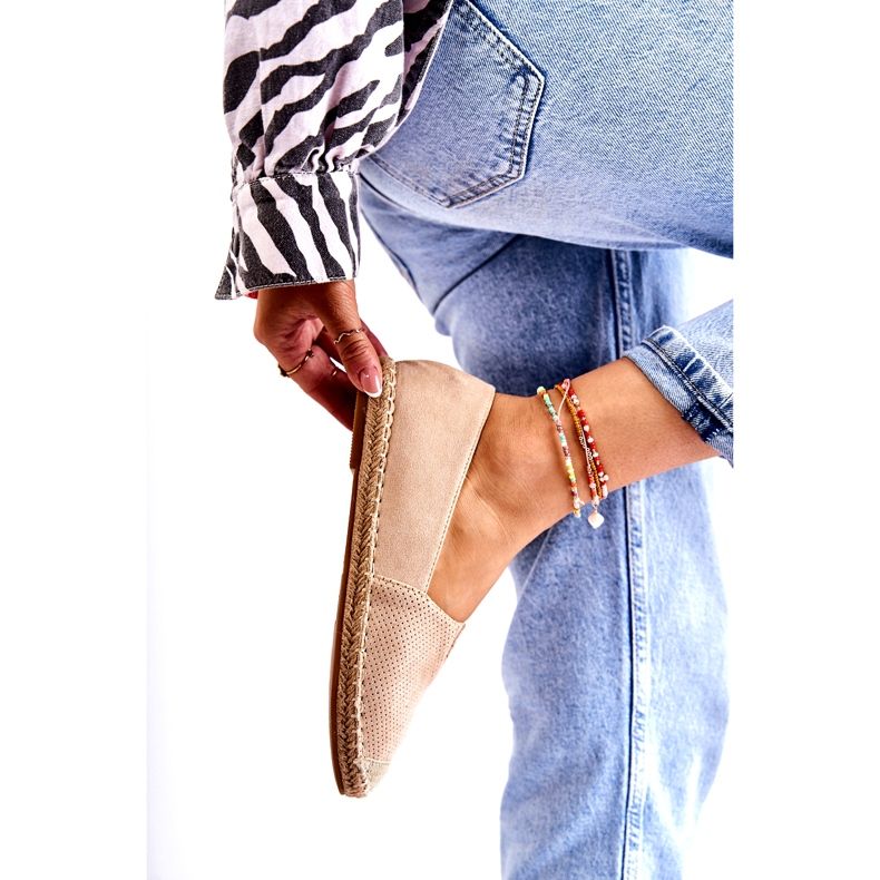 PG1 Ženske natikače espadrile od brušene kože bež boje Corry 3