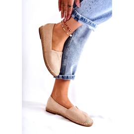 PG1 Ženske natikače espadrile od brušene kože bež boje Corry 5