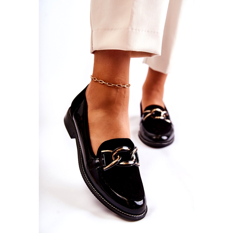 Klasične mokasine s lancem Laura Messi 2531 crne crna 3