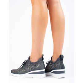 Shelovet crne tekstilne wedge tenisice siva 2
