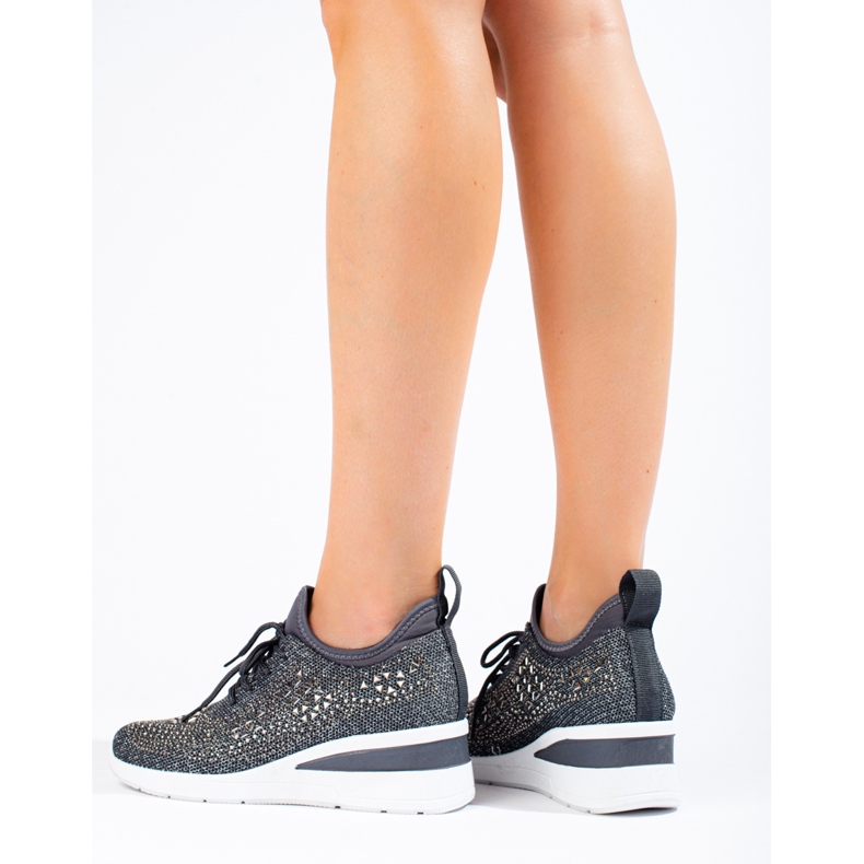 Shelovet crne tekstilne wedge tenisice siva 2