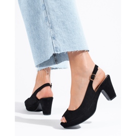 Shelovet crne sandale od brušene kože s udobnom petom crno 1