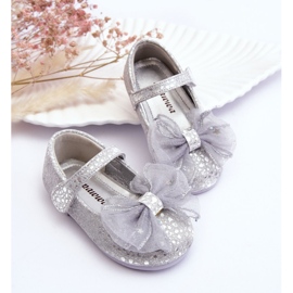 PA1 Dječje balerinke s mašnom i svjetlucavim čičak srebrno-siva Elisa srebro 6