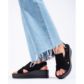 Ženske Shelovet crne sandale na klin crna 1