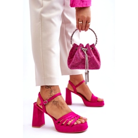FB2 Ženske sandale s platformom od brušene kože Fuchsia Verda ružičasta 7