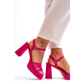 FB2 Ženske sandale s platformom od brušene kože Fuchsia Verda ružičasta 3