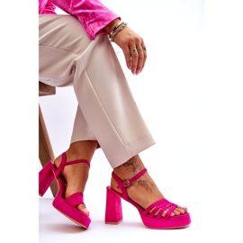 FB2 Ženske sandale s platformom od brušene kože Fuchsia Verda ružičasta 5