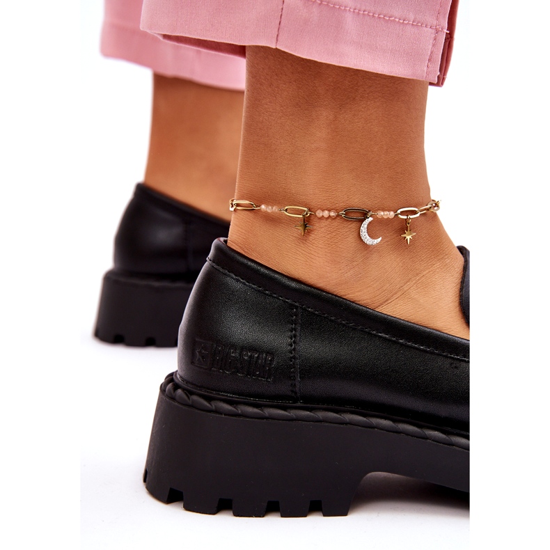 Ženske mokasine Big Star kožne cipele LL274458 crne crna 3