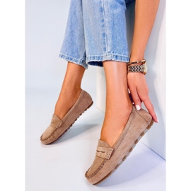 Ženske mokasine od brušene kože Anaya kaki bež 1