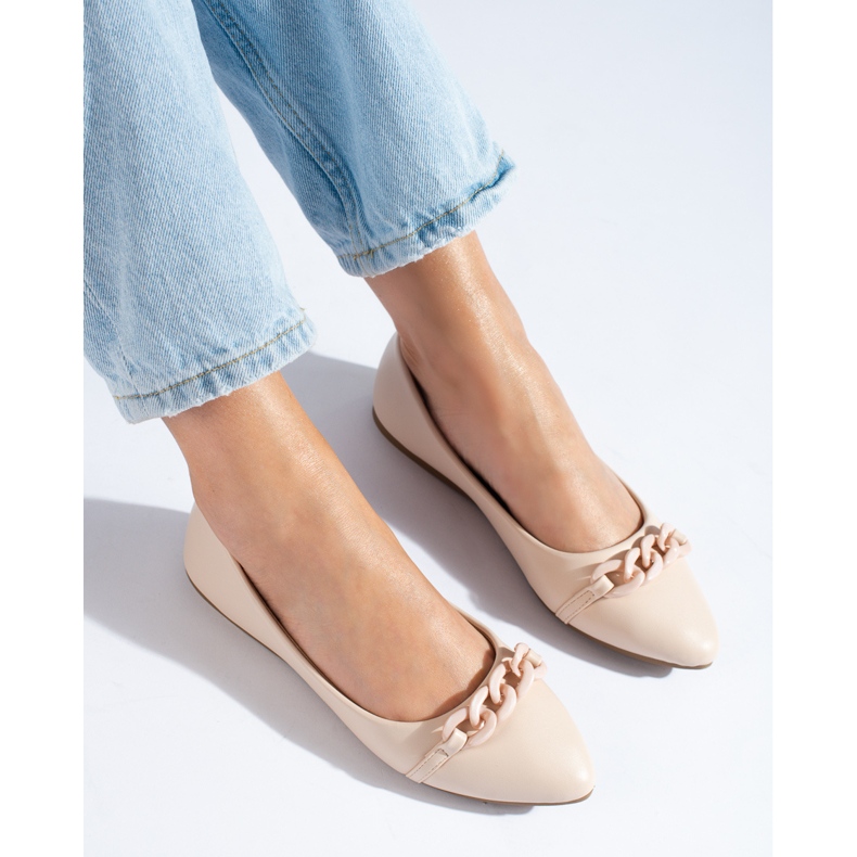 W. Potocki Bež ženske balerinke sa špicastim Potocki lancem 1