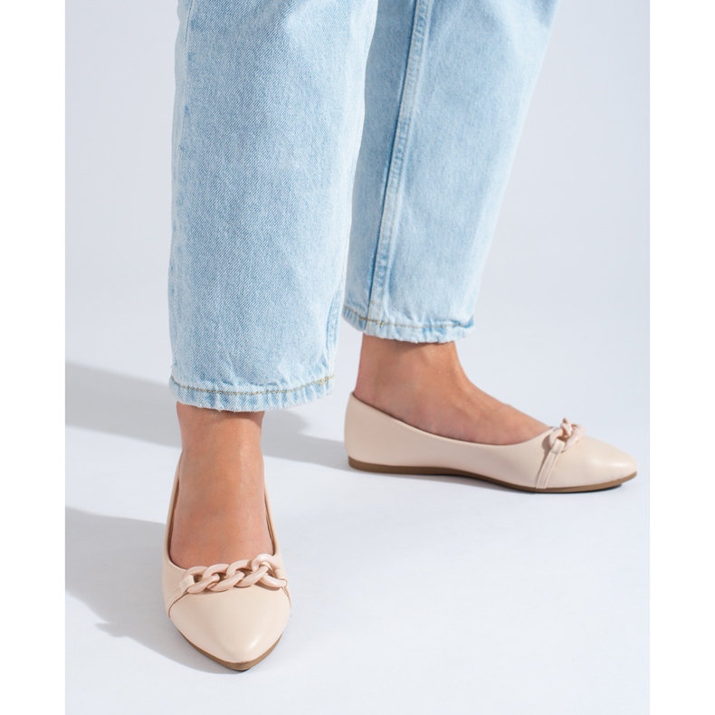 W. Potocki Bež ženske balerinke sa špicastim Potocki lancem 2